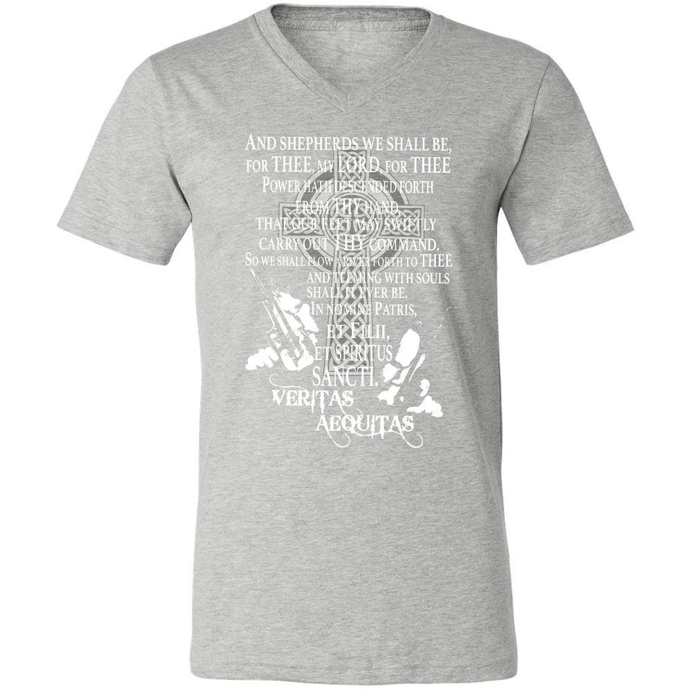Unisex V-Neck T-Shirt - Black - Athletic Heather - 7