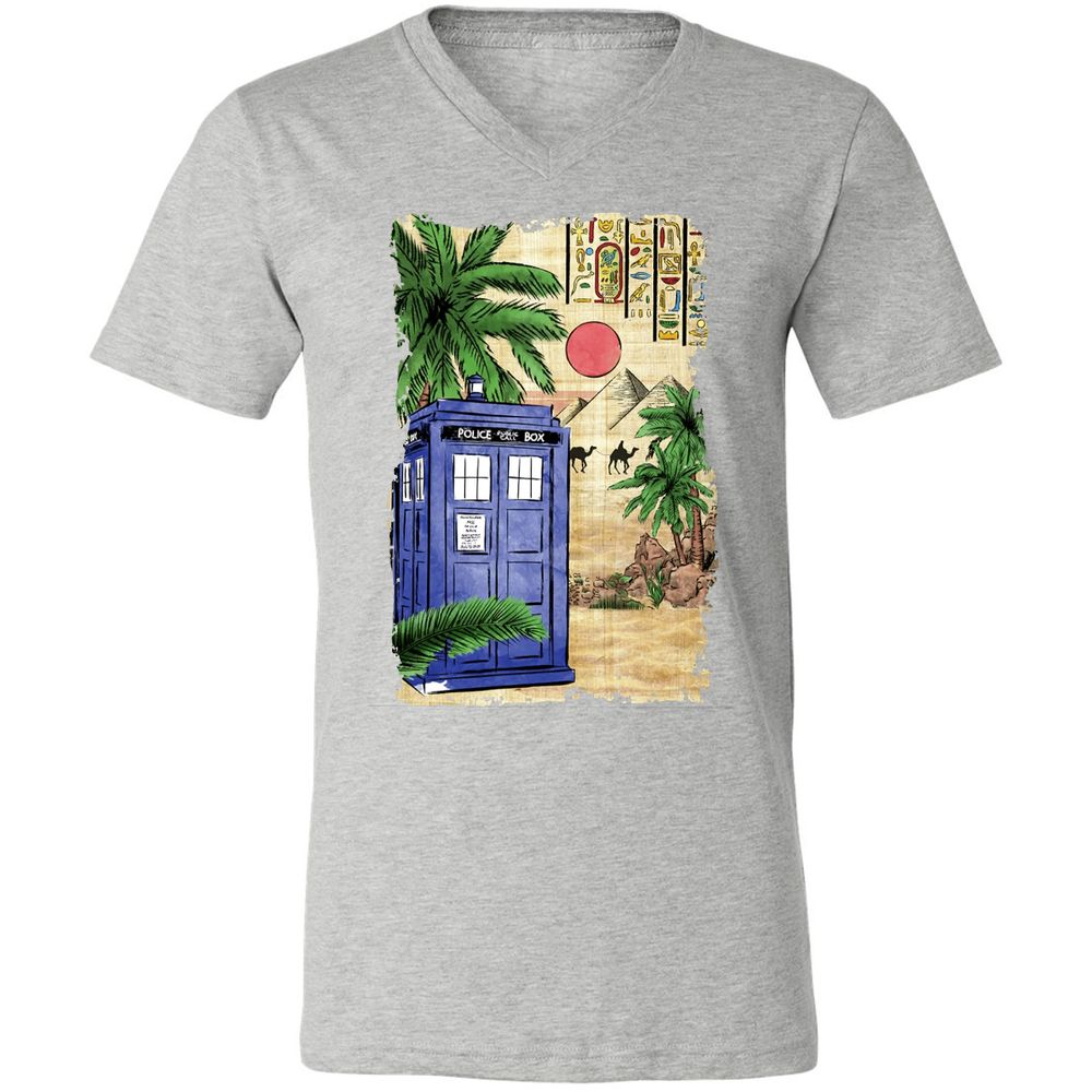 Unisex V-Neck T-Shirt - 5MP4BHL2 - Athletic Heather - 7