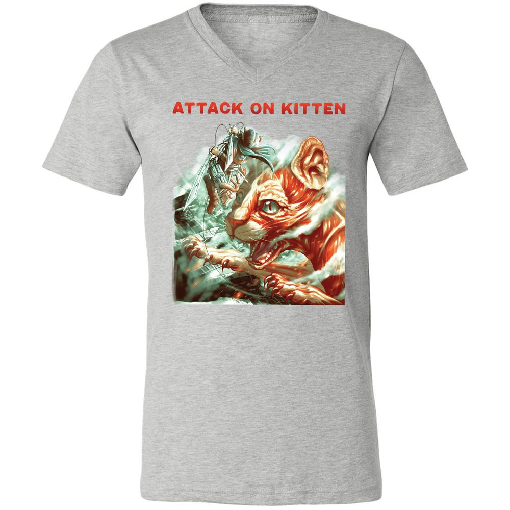 Unisex V-Neck T-Shirt - YSMT8Z6F - Athletic Heather - 7