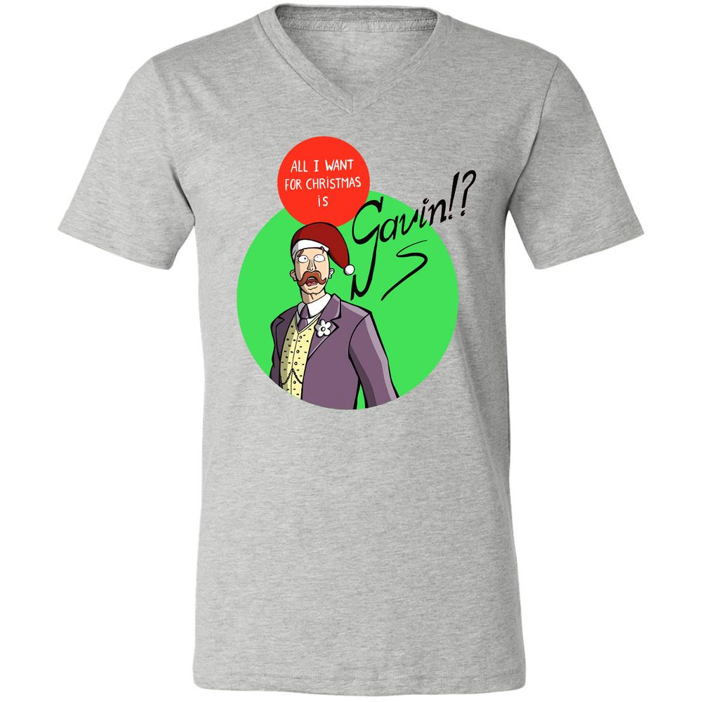 Unisex V-Neck T-Shirt - 6T6VDAM3 - Athletic Heather - 7