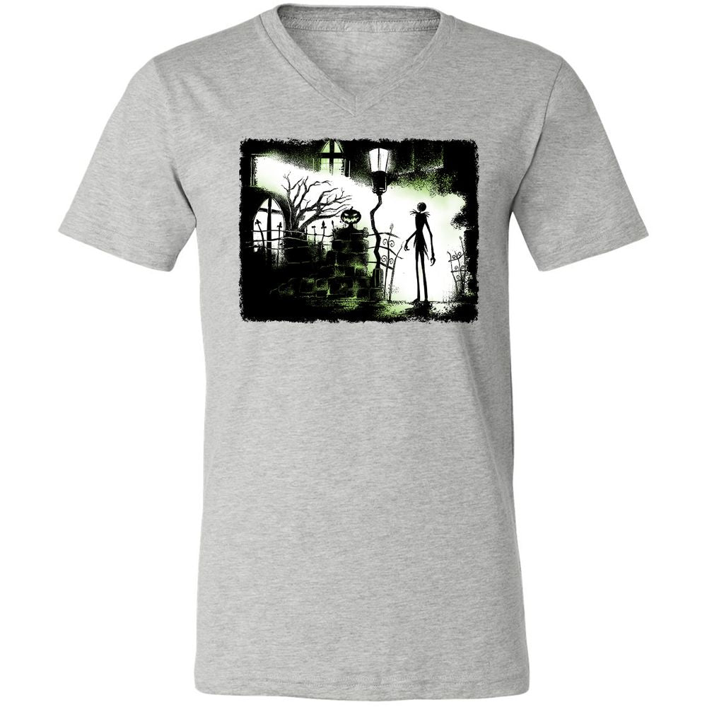 Unisex V-Neck T-Shirt - Black - Athletic Heather - 7
