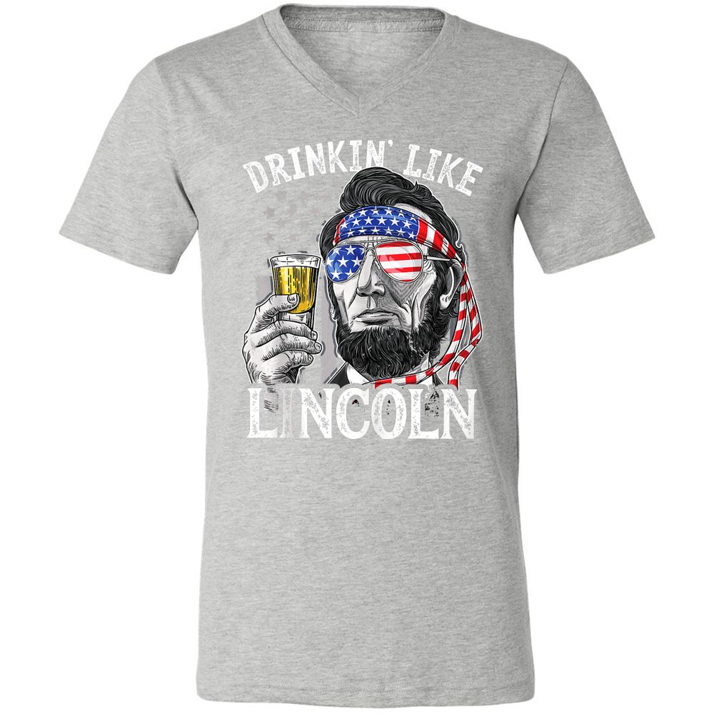 Unisex V-Neck T-Shirt - BAGSCTKH - Athletic Heather - 7