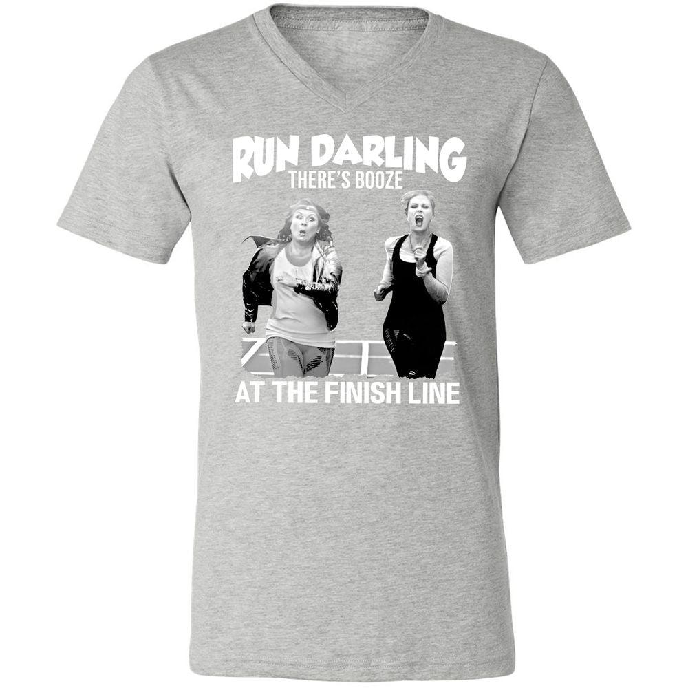 Run Darling Unisex V-Neck T-Shirt - Athletic Heather - 7