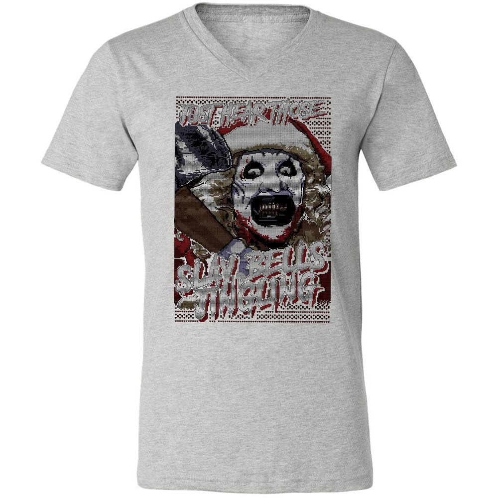 Slay Bells Jingling Unisex V-Neck T-Shirt - Athletic Heather - 7