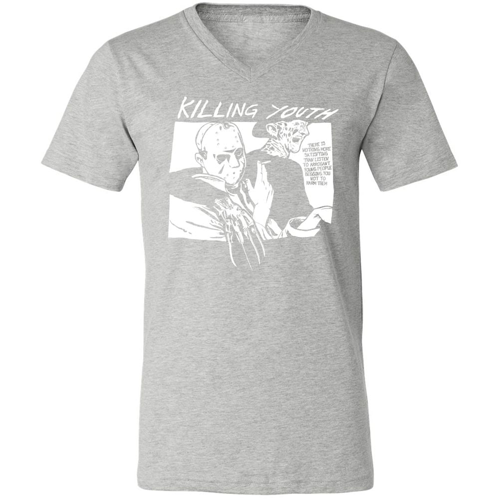 Unisex V-Neck T-Shirt - NNNCQFLY - Athletic Heather - 7