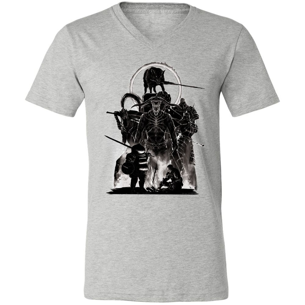 Unisex V-Neck T-Shirt - J7ELS2F8 - Athletic Heather - 7