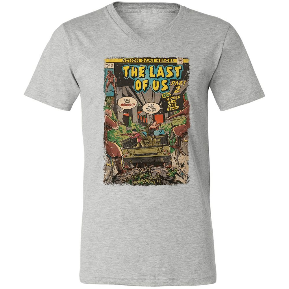 Unisex V-Neck T-Shirt - QBN8K7VB - Athletic Heather - 7