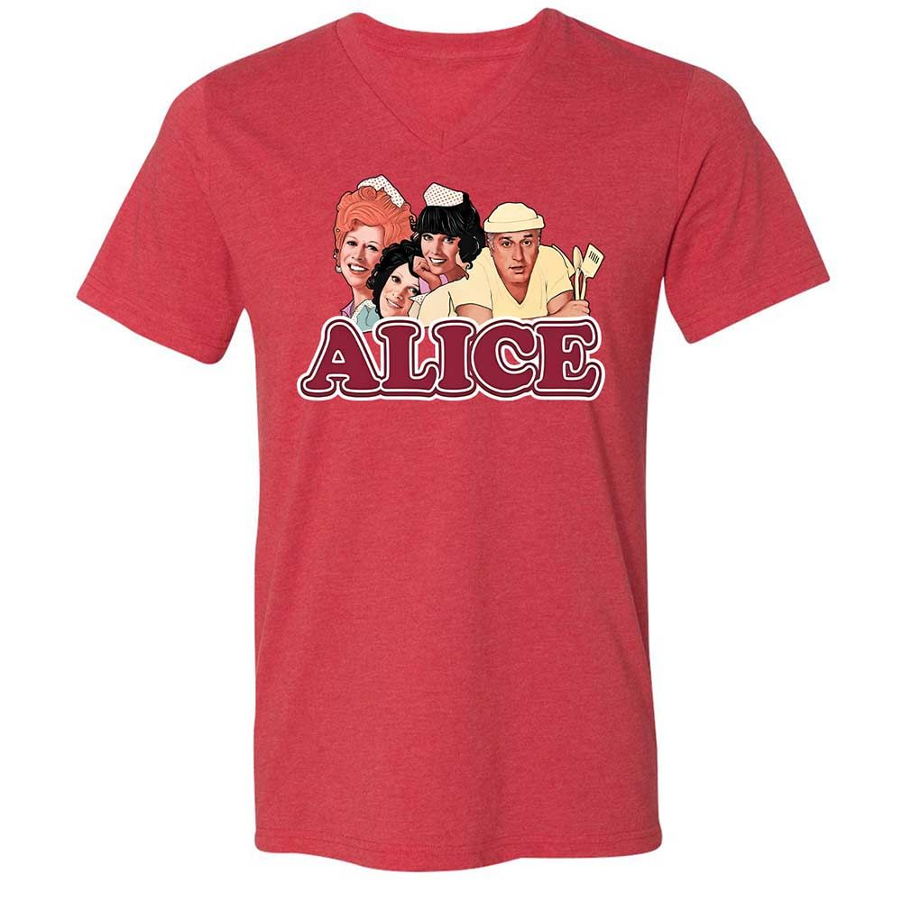 Unisex V-Neck T-Shirt - 3WGYFJZS - Heather Red - 7