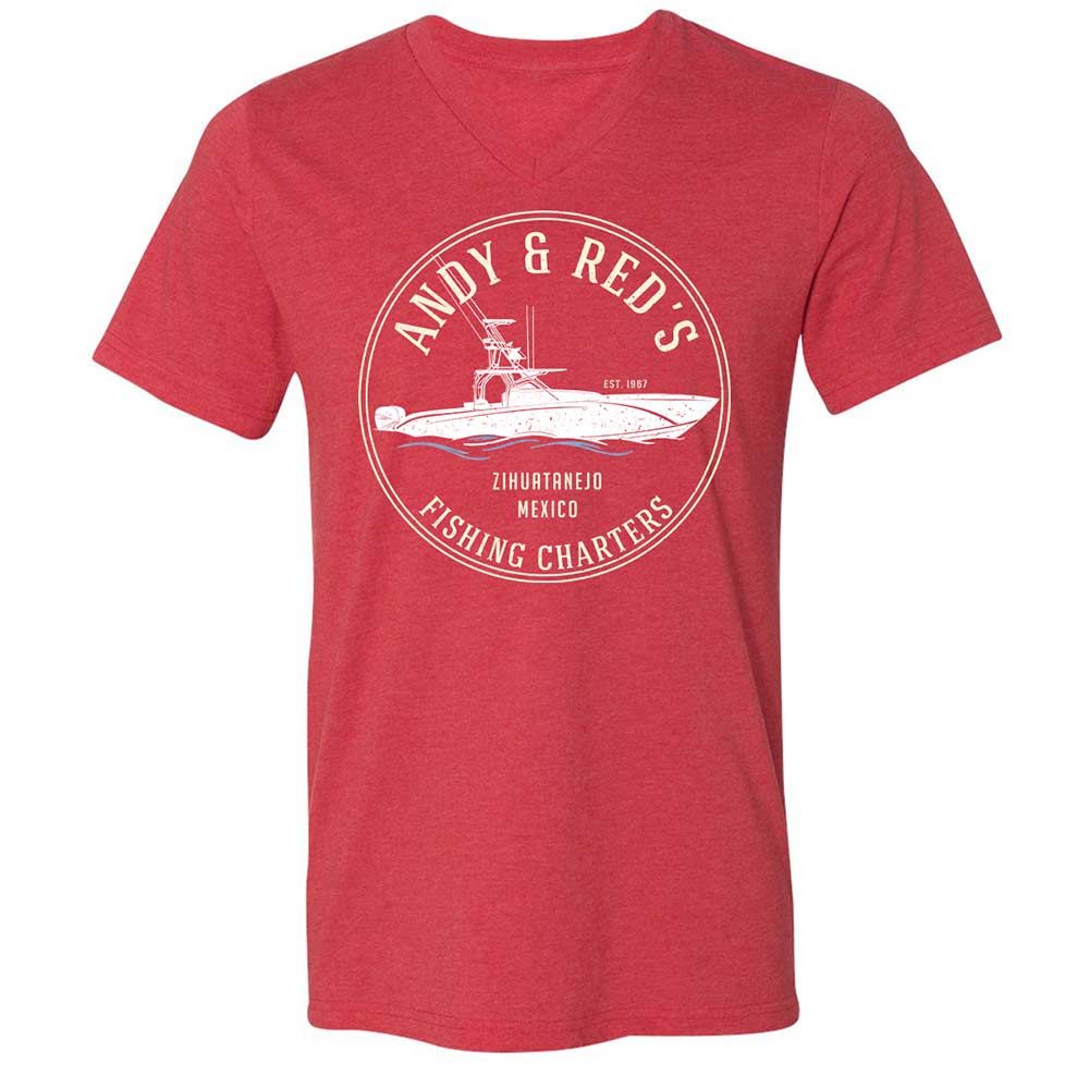 Unisex V-Neck T-Shirt - UP7ZFRMP - Heather Red - 7