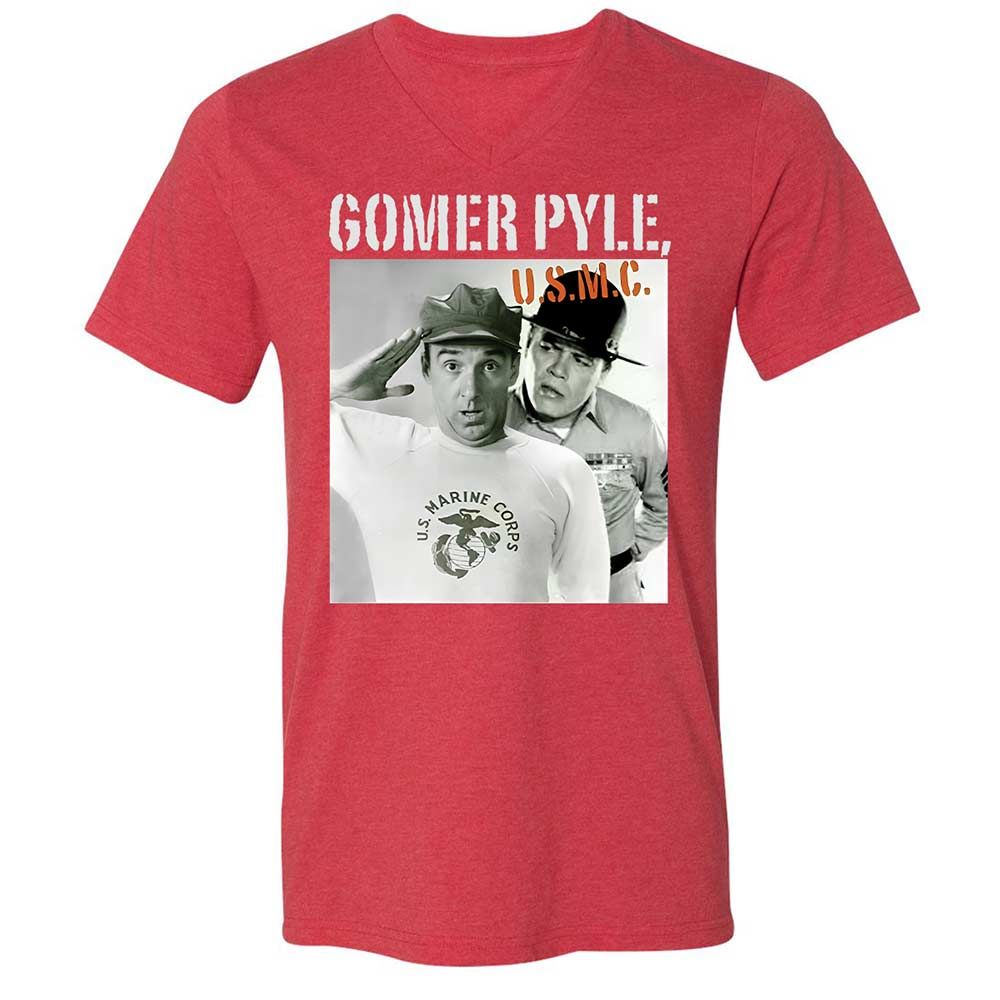 Unisex V-Neck T-Shirt - AB1K4EEC - Heather Red - 7