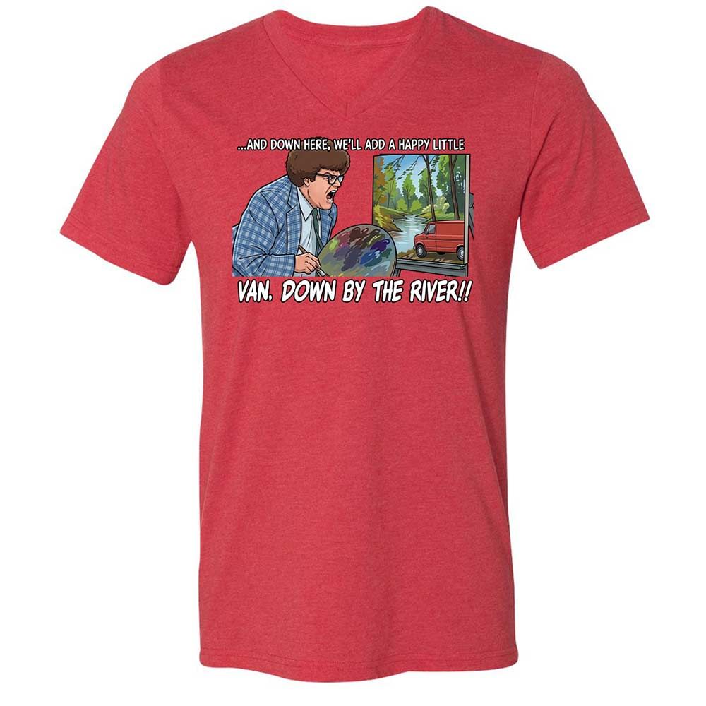 Unisex V-Neck T-Shirt - H3XCQJWC - Heather Red - 7