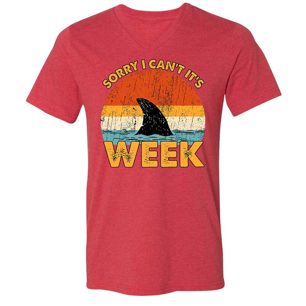 Unisex V-Neck T-Shirt - QJEEKSTK - Heather Red - 7