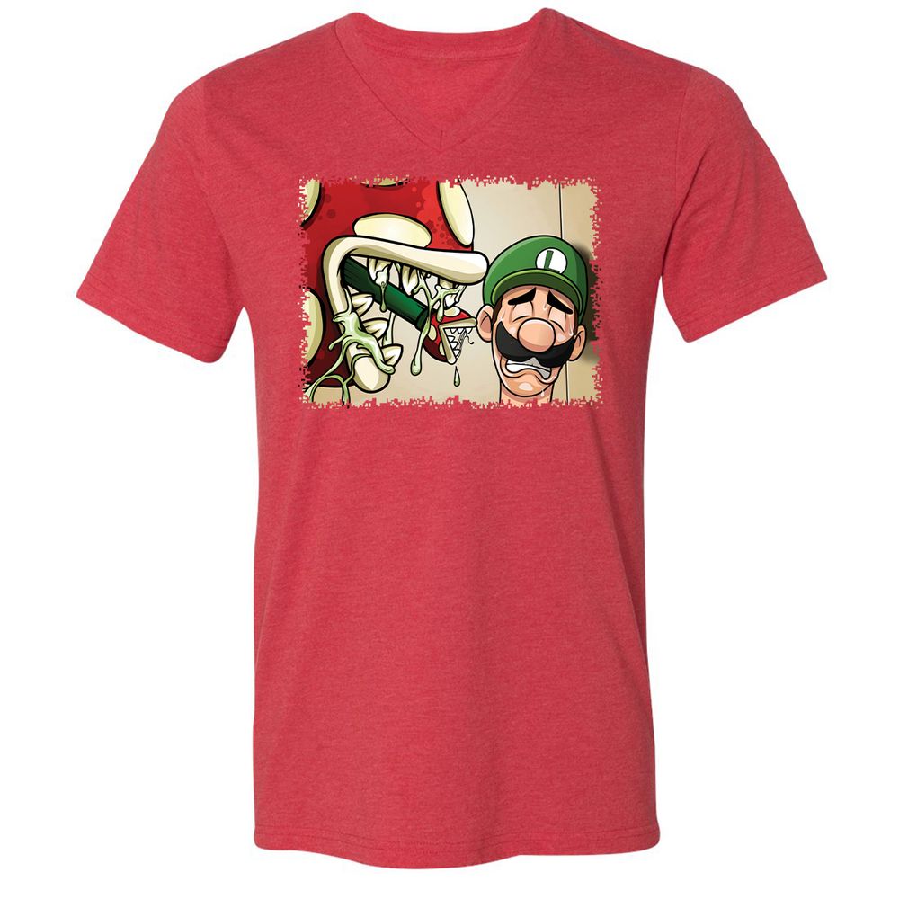 Unisex V-Neck T-Shirt - XJW8PZVB - Heather Red - 7