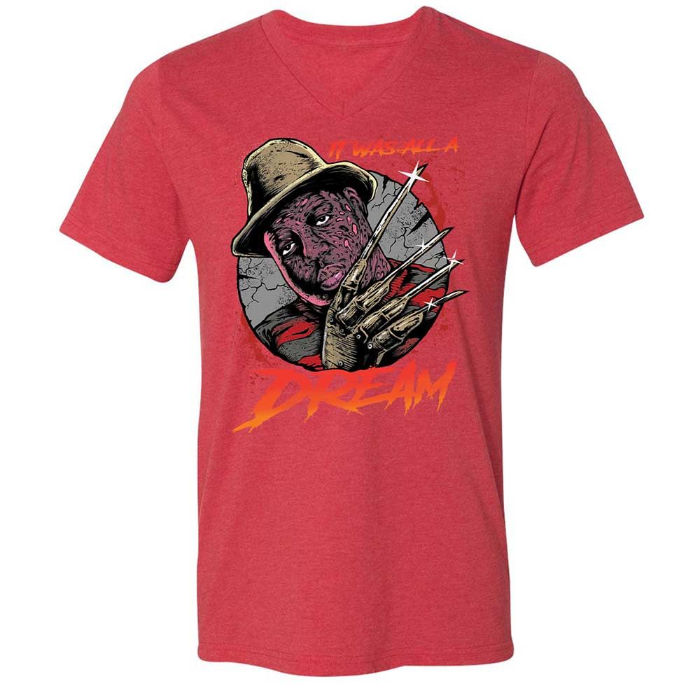 Unisex V-Neck T-Shirt - BNMLGRM8 - Heather Red - 7