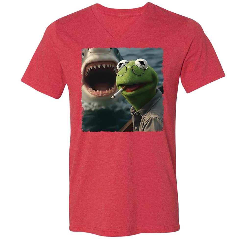 Unisex V-Neck T-Shirt - 6RWASGMF - Heather Red - 7
