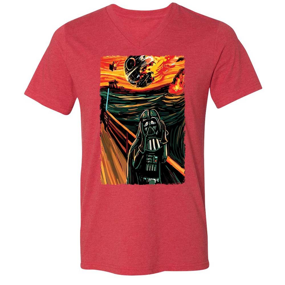 Unisex V-Neck T-Shirt - ELXAMP82 - Heather Red - 7