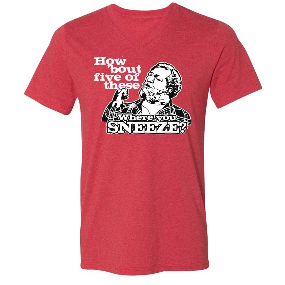 Unisex V-Neck T-Shirt - V7N95X4V - Heather Red - 7
