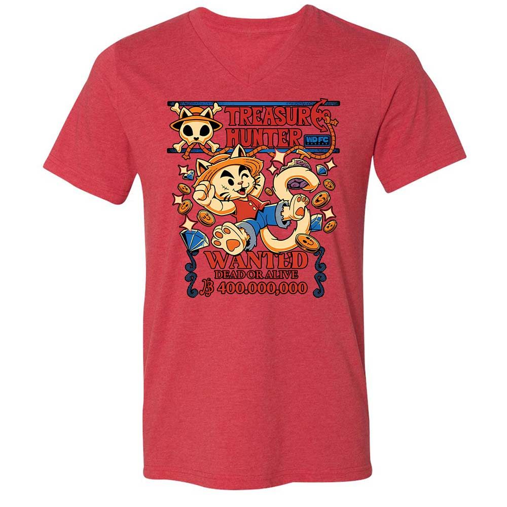Unisex V-Neck T-Shirt - URXZNLMV - Heather Red - 7