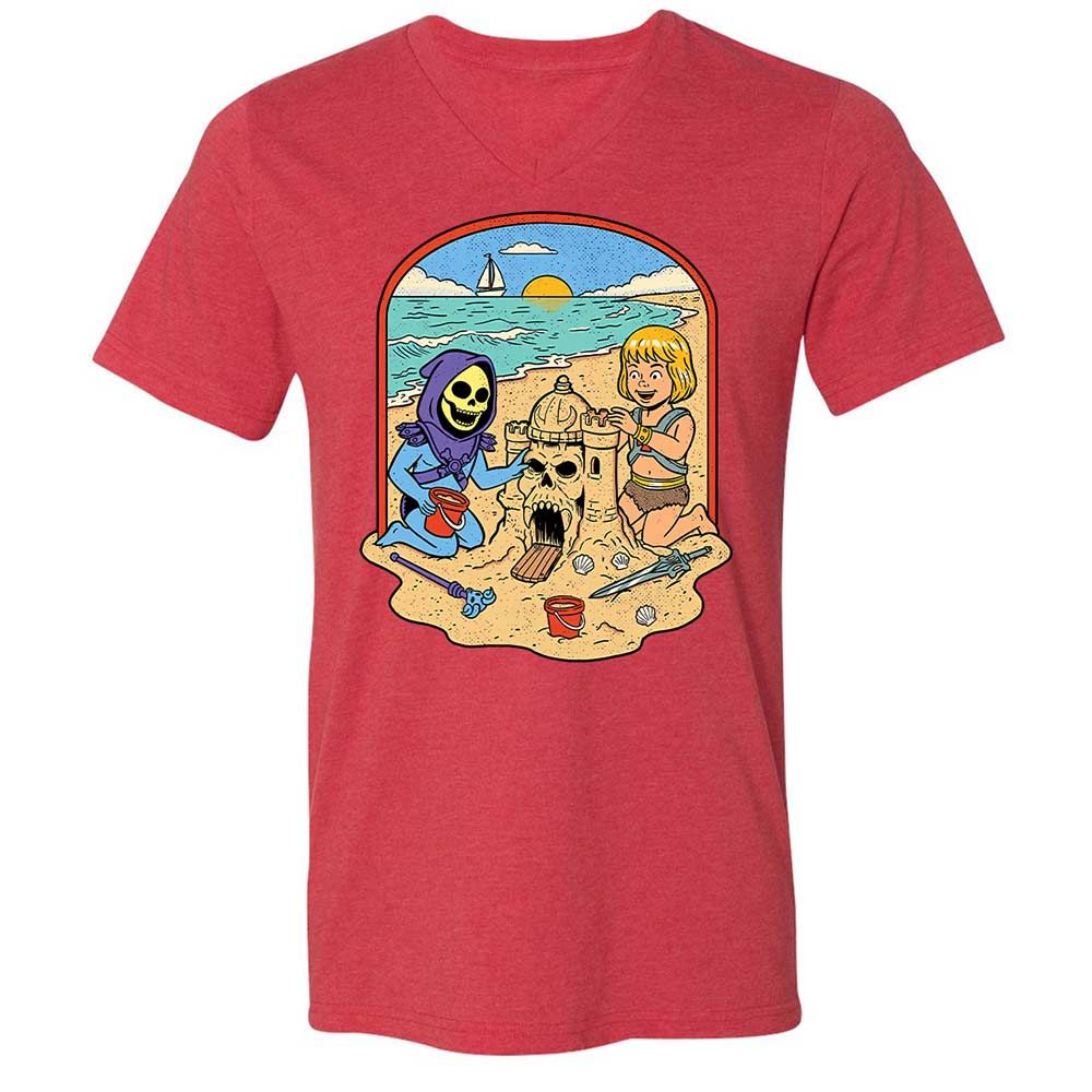 Unisex V-Neck T-Shirt - 4QX3H2ES - Heather Red - 7