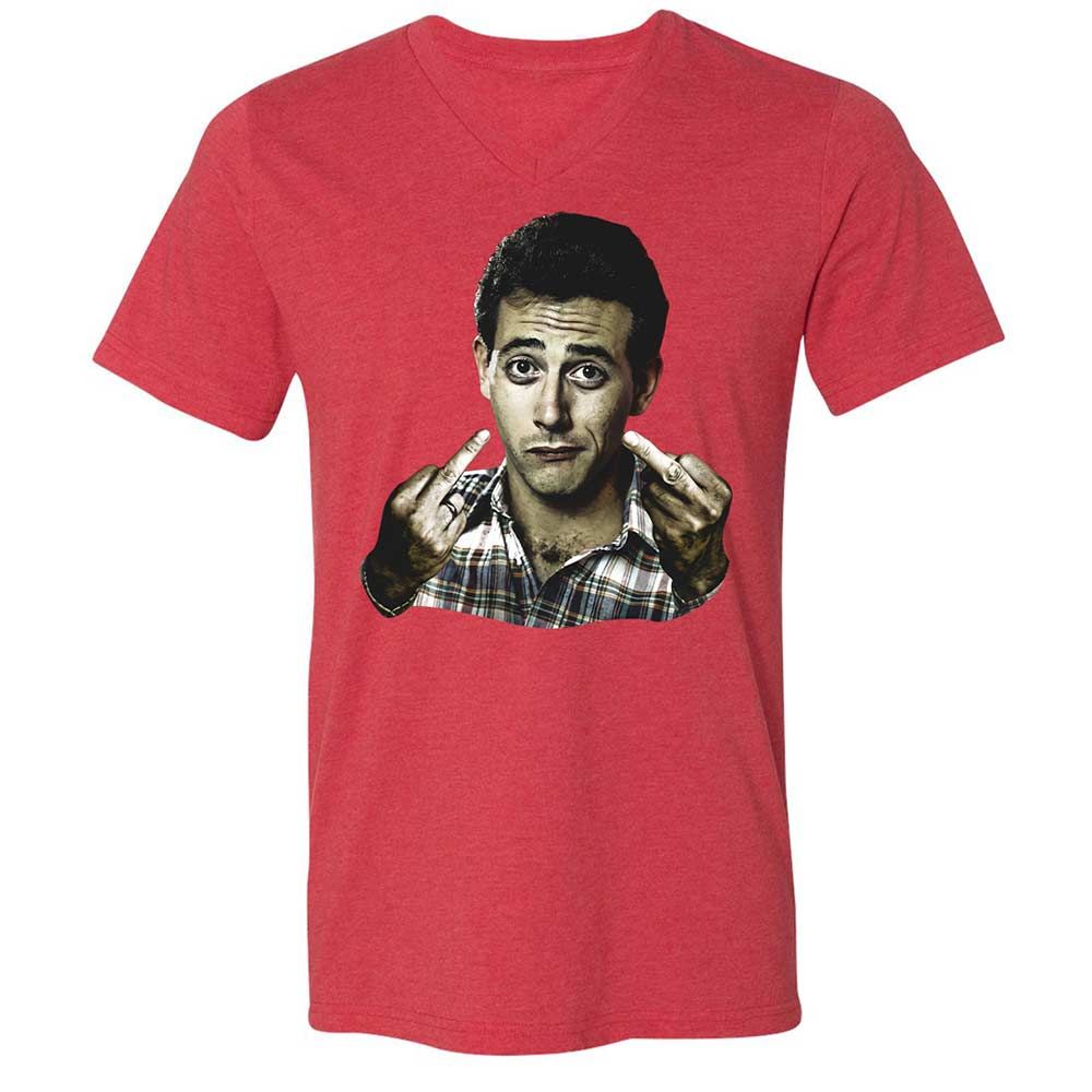 Unisex V-Neck T-Shirt - F3RYF1GF - Heather Red - 7