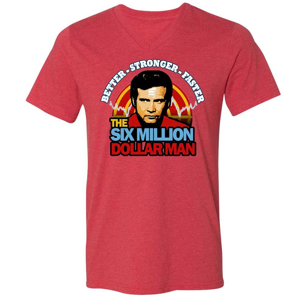 Unisex V-Neck T-Shirt - QSMJH3KN - Heather Red - 7