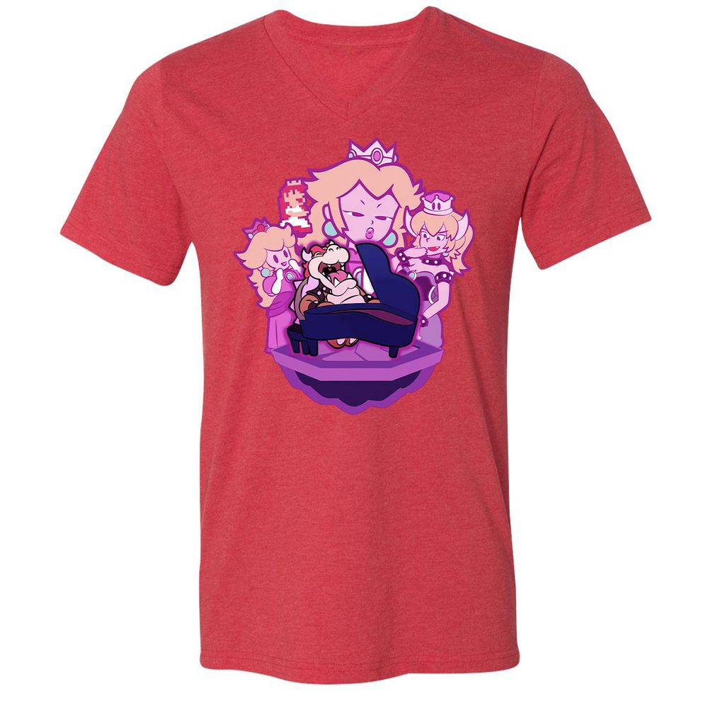 Unisex V-Neck T-Shirt - 1PBRJDFS - Heather Red - 7