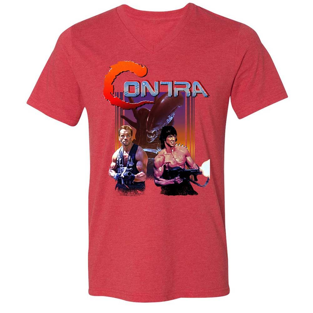 Unisex V-Neck T-Shirt - 9ABJJTBK - Heather Red - 7
