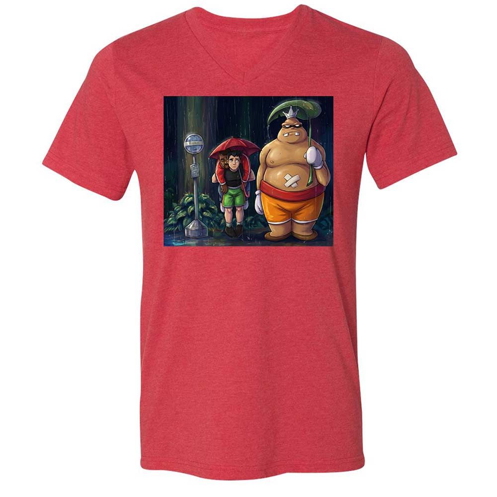 Unisex V-Neck T-Shirt - ZMMYEUBV - Heather Red - 7