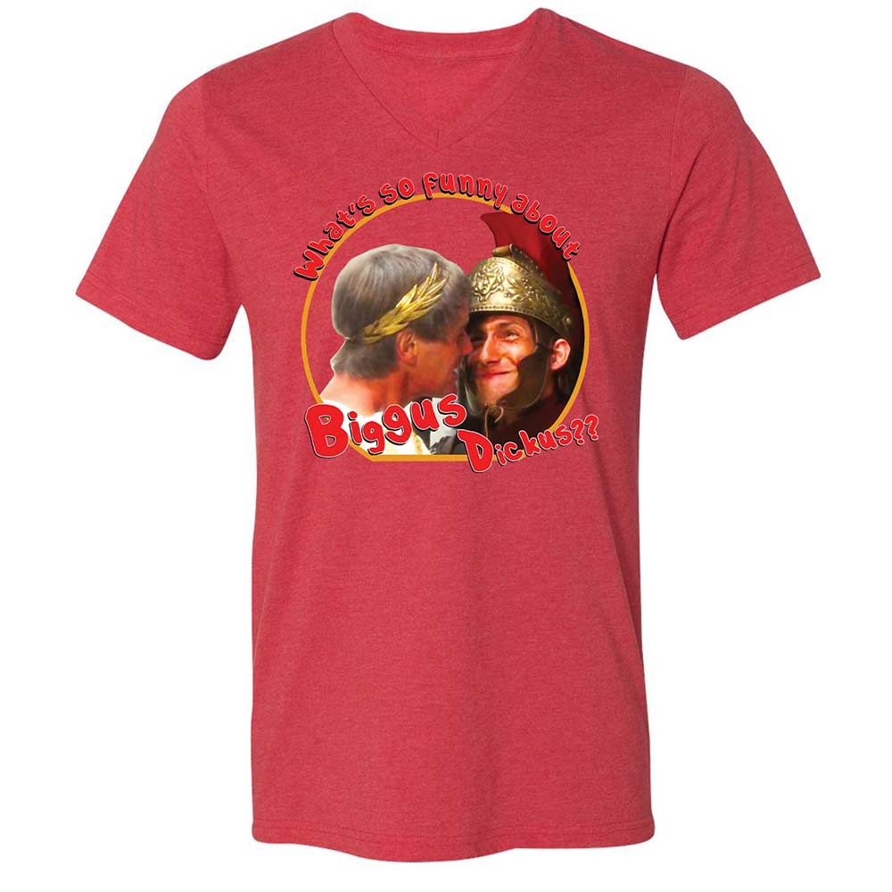 Unisex V-Neck T-Shirt - SU4ERRCC - Heather Red - 7