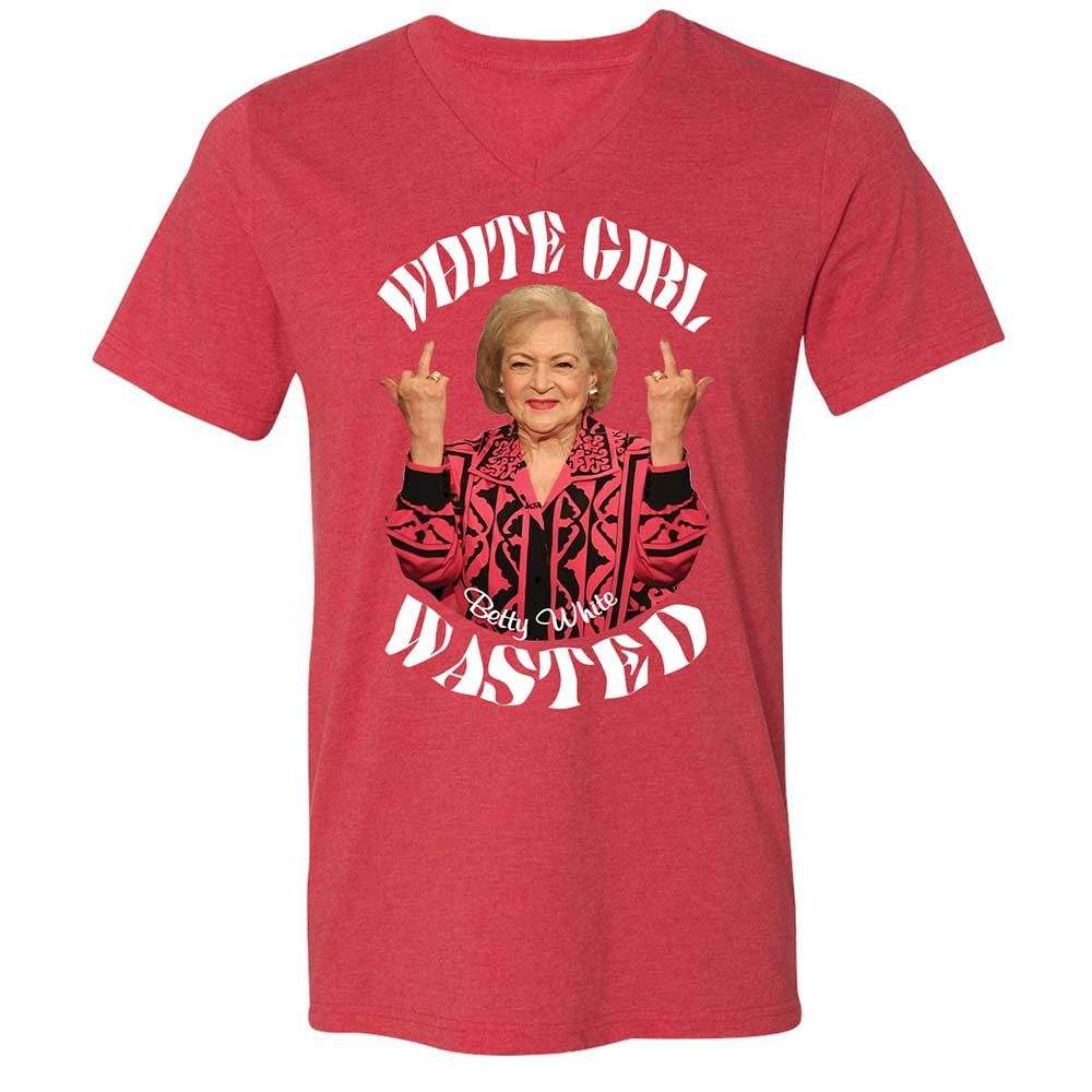 Unisex V-Neck T-Shirt - 5QLRSHA9 - Heather Red - 7