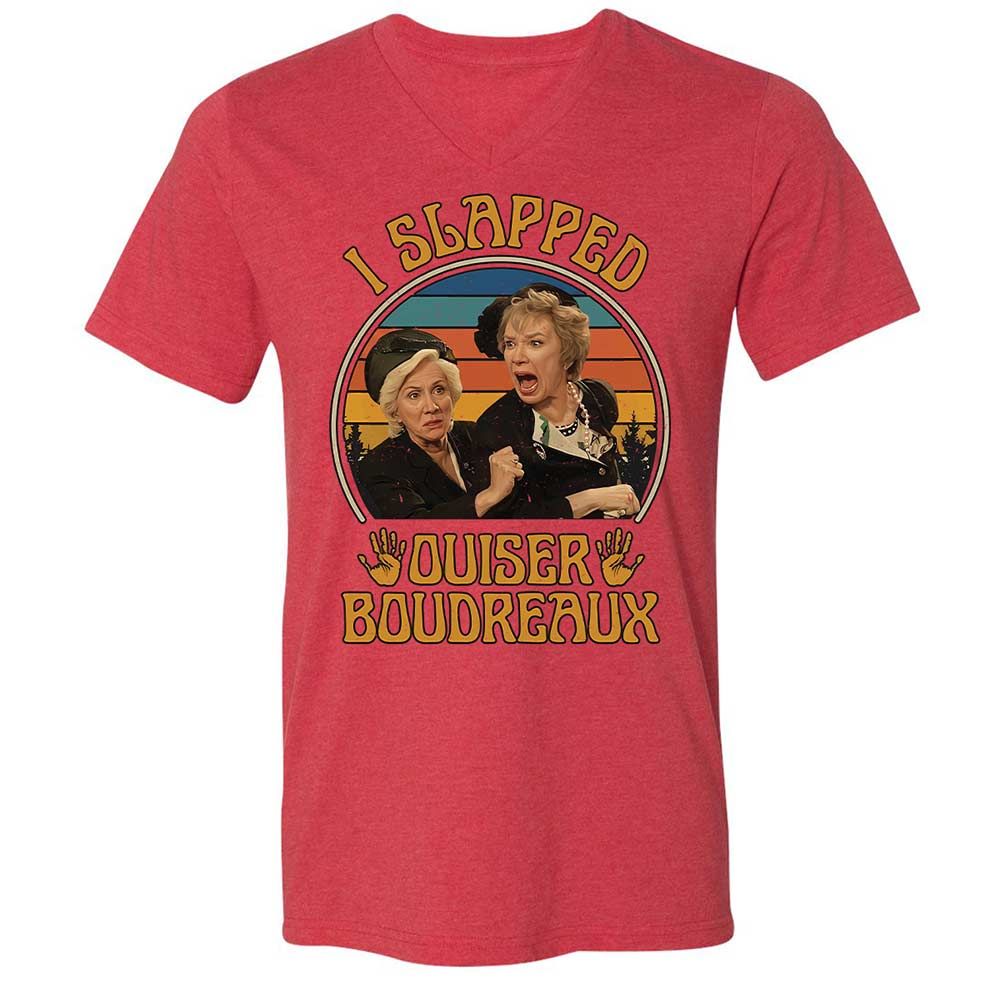 Unisex V-Neck T-Shirt - QFBQK1QP - Heather Red - 7