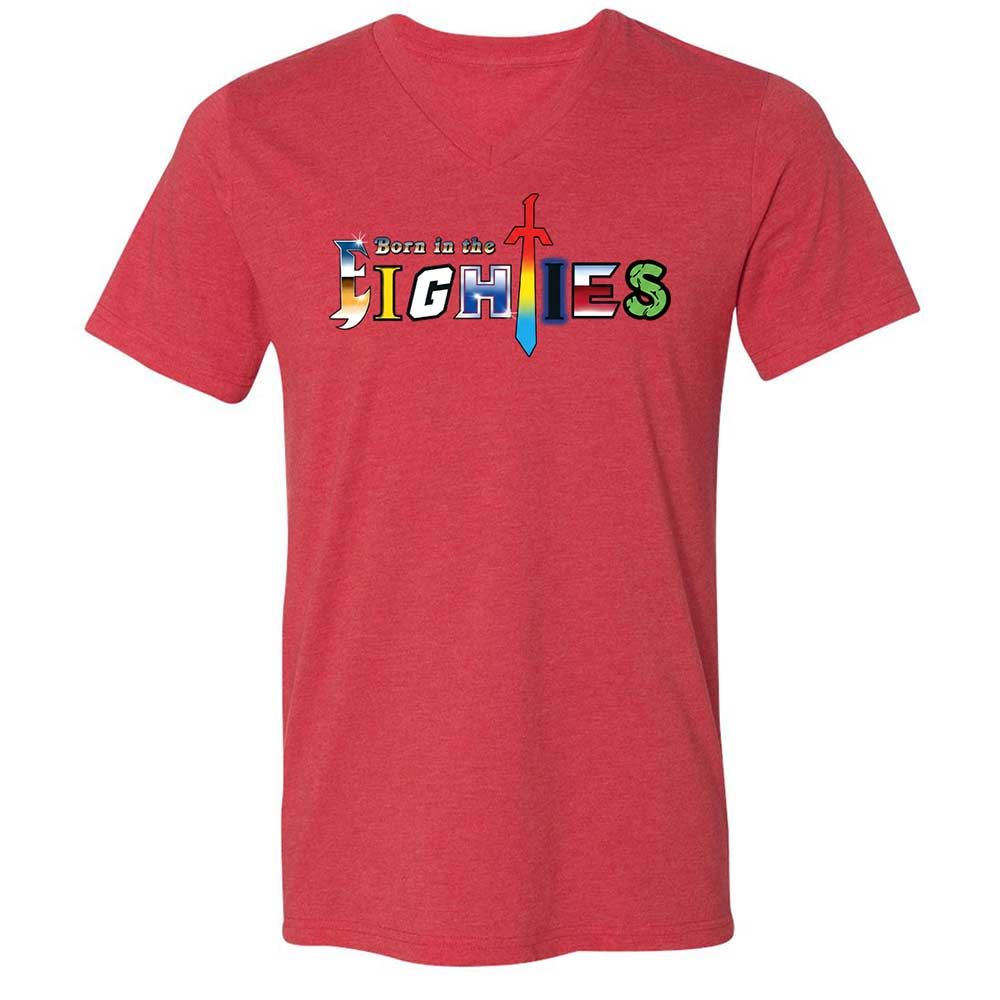 Unisex V-Neck T-Shirt - KYNKF3H1 - Heather Red - 7