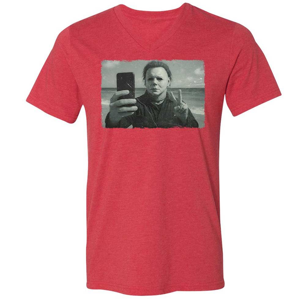 Unisex V-Neck T-Shirt - 8QT7X672 - Heather Red - 7