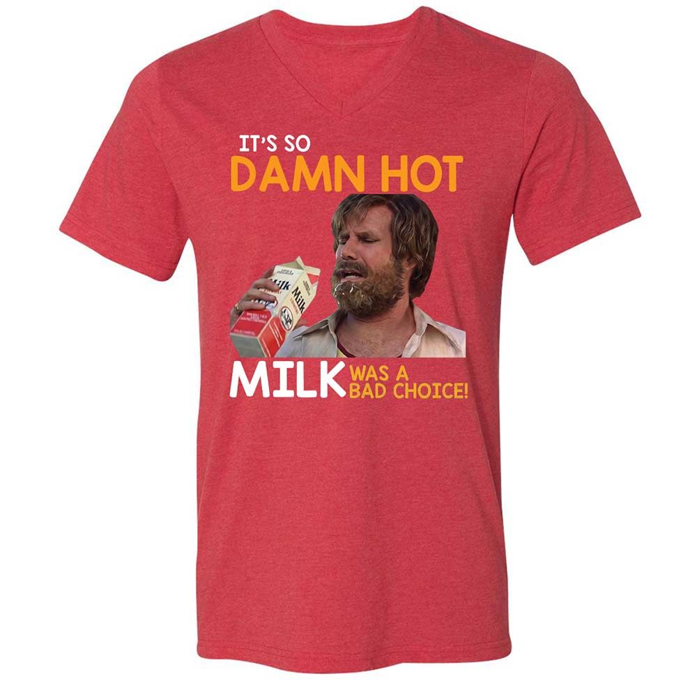Unisex V-Neck T-Shirt - TZDVDHMY - Heather Red - 7