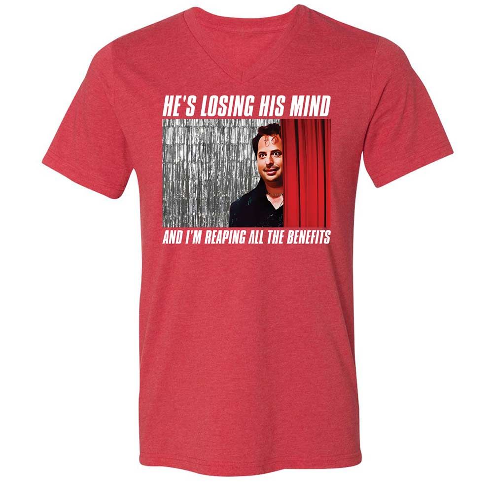 Unisex V-Neck T-Shirt - P4BUF1LH - Heather Red - 7
