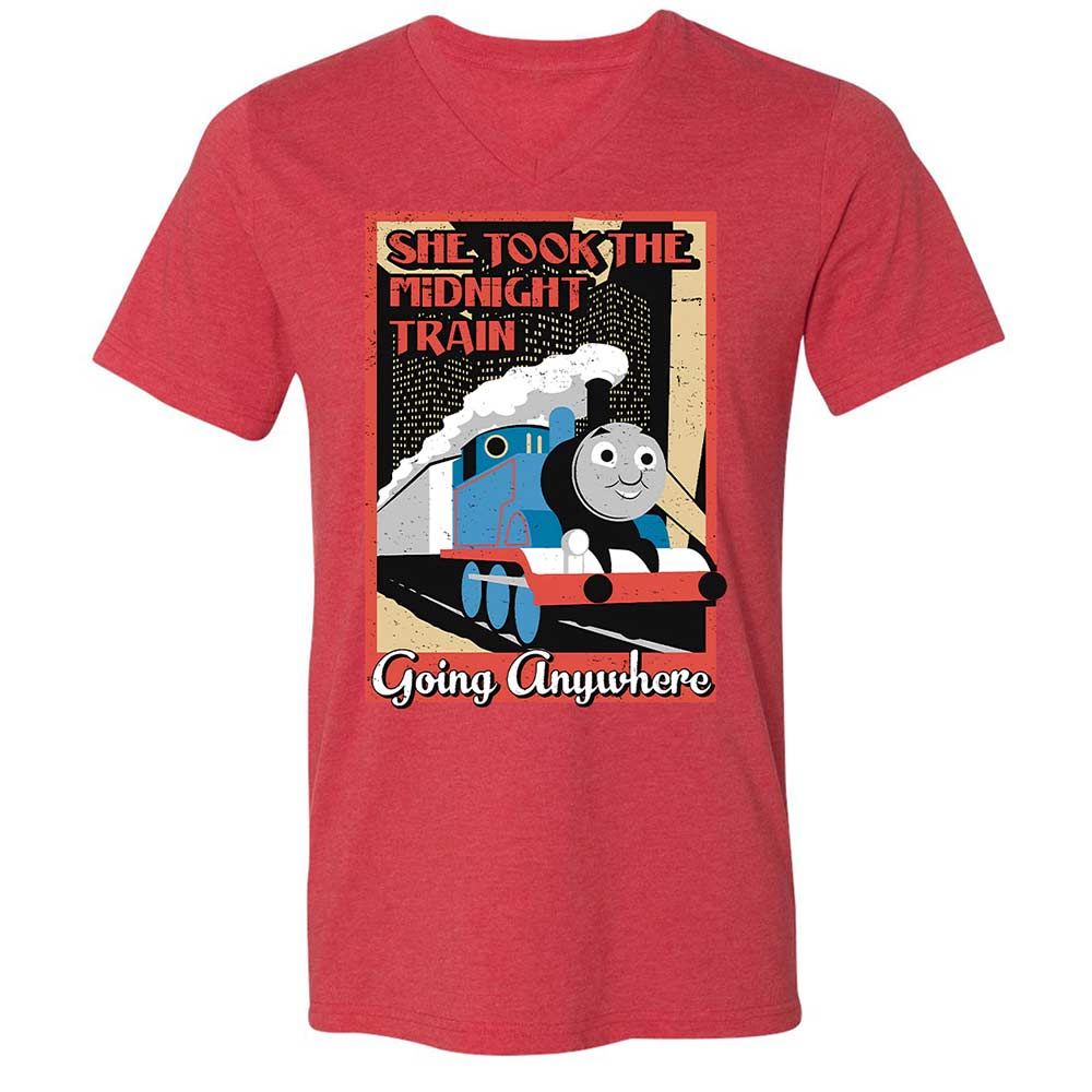 Unisex V-Neck T-Shirt - 4FNZSVWU - Heather Red - 7