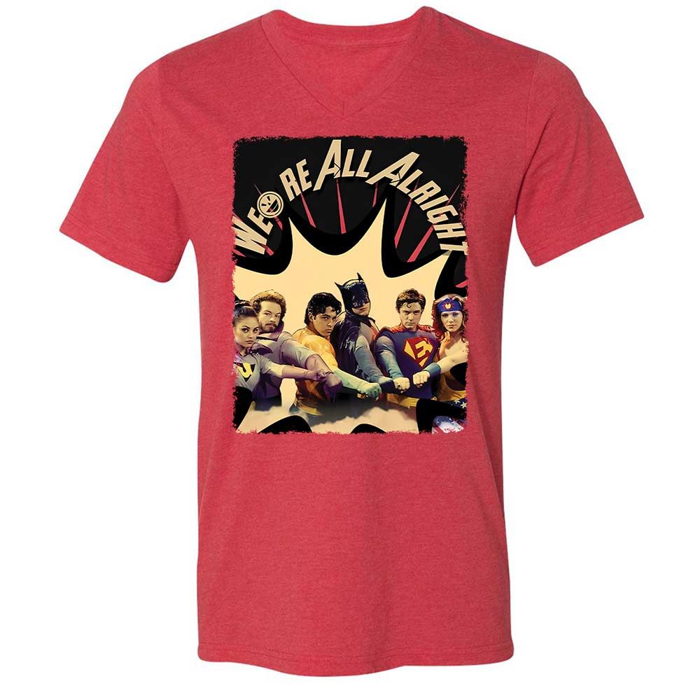 Unisex V-Neck T-Shirt - 6RKPQVZM - Heather Red - 7