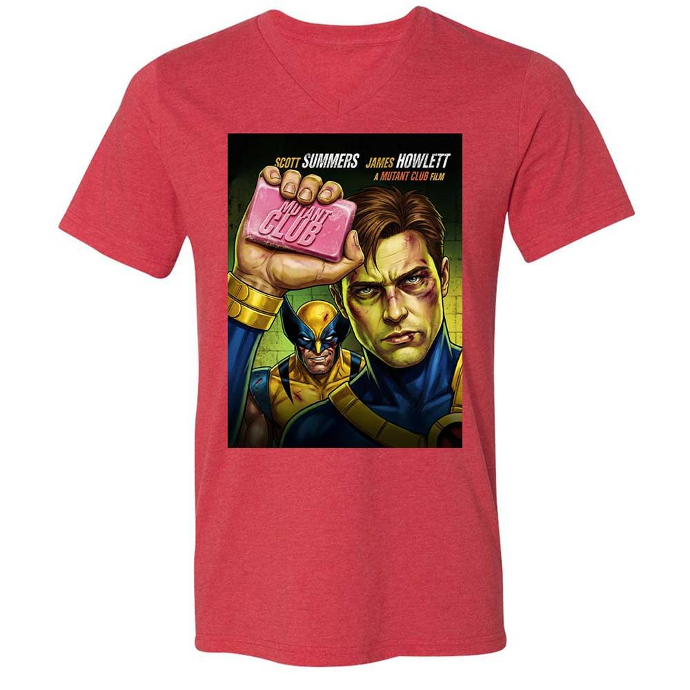 Unisex V-Neck T-Shirt - AUZQ2888 - Heather Red - 7