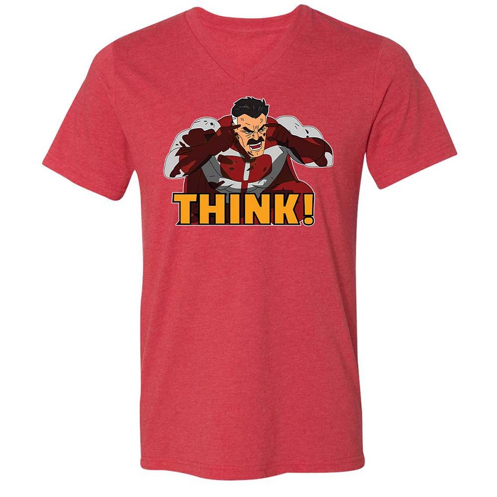 Unisex V-Neck T-Shirt - R68FZMJJ - Heather Red - 7
