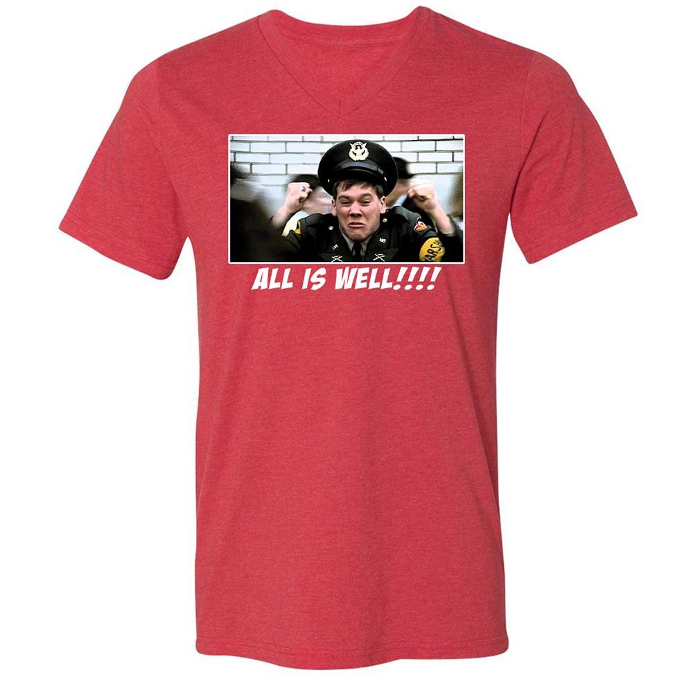 Unisex V-Neck T-Shirt - Q6XM7DZE - Heather Red - 7