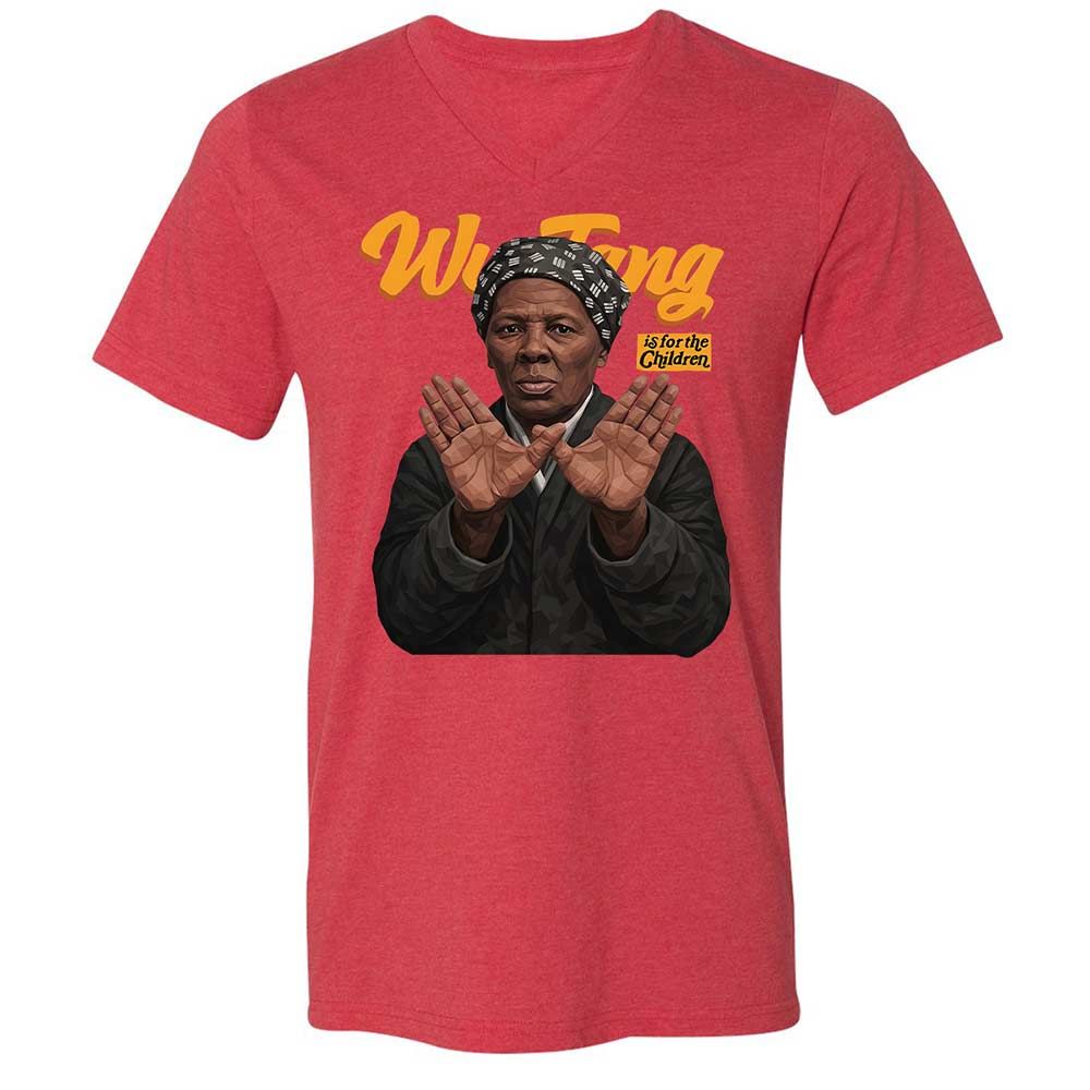Unisex V-Neck T-Shirt - Black - Heather Red - 7