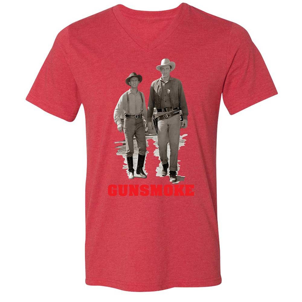 Unisex V-Neck T-Shirt - J6JGGQX9 - Heather Red - 7