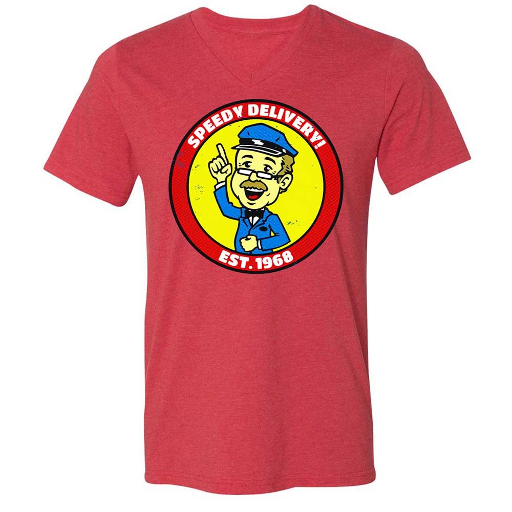 Unisex V-Neck T-Shirt - J7W1R6RQ - Heather Red - 7
