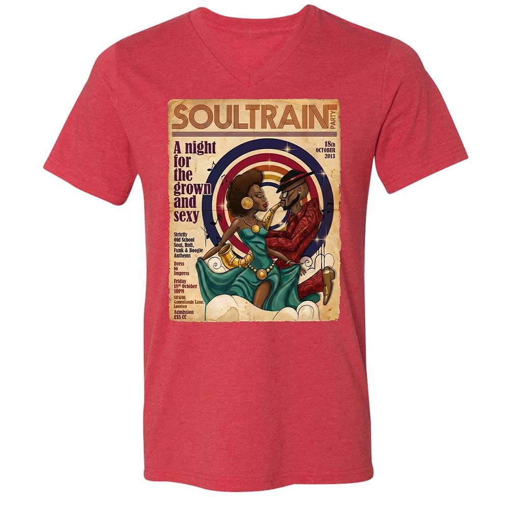 Unisex V-Neck T-Shirt - H2P2D4DT - Heather Red - 7