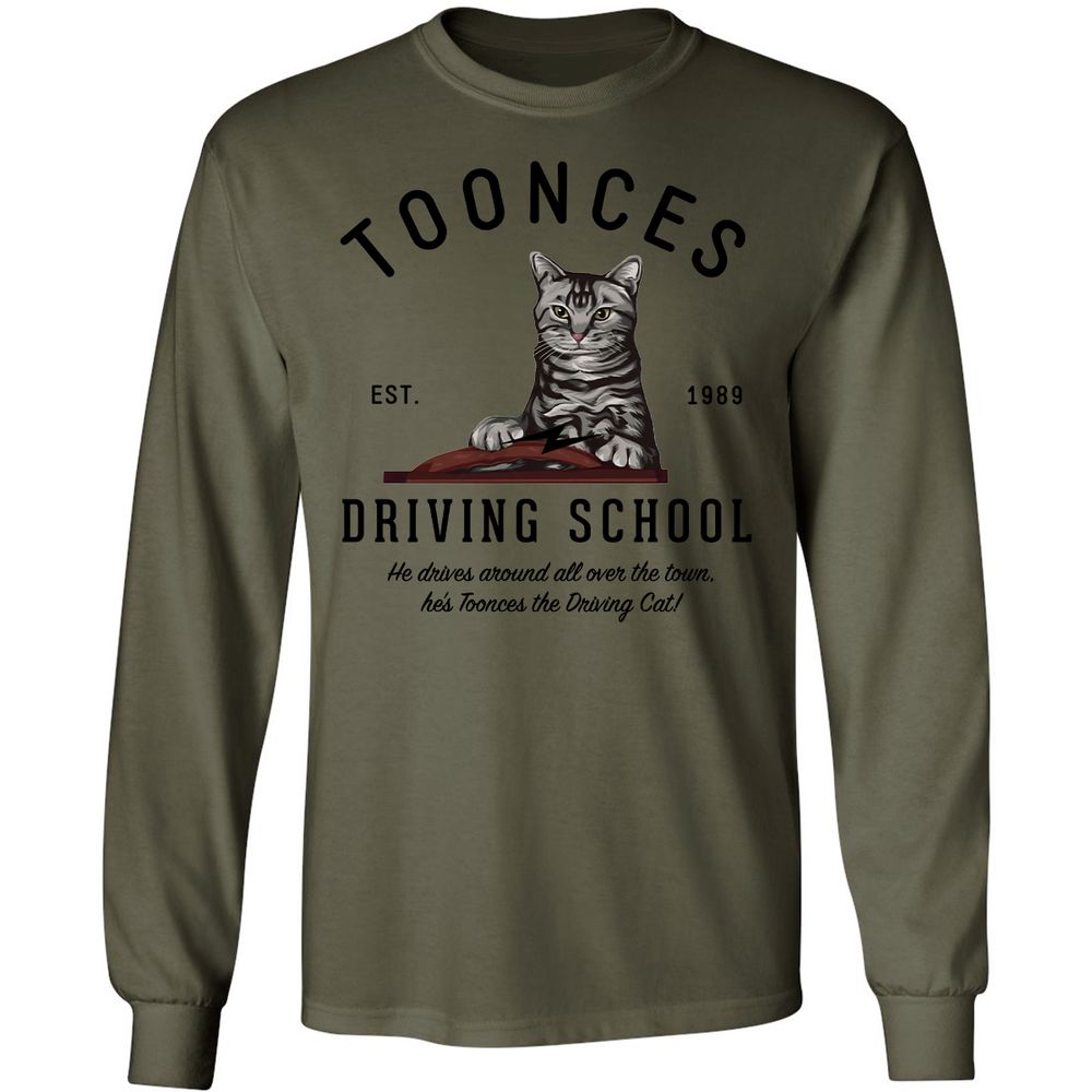 Funny Cat Driving School - Military Green - 7