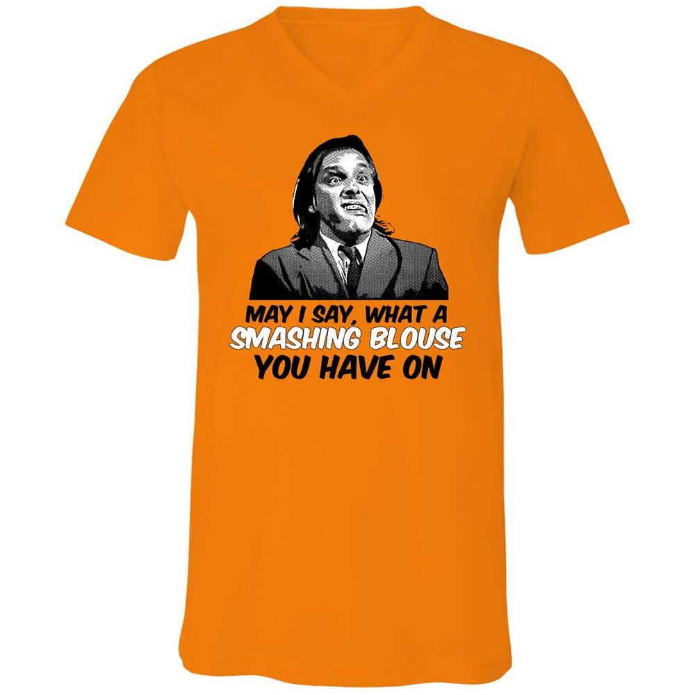 Unisex V-Neck T-Shirt - 1C83F6LN - Orange - 7