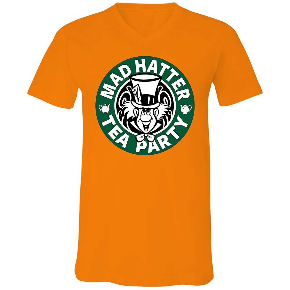Unisex V-Neck T-Shirt - F5XBNC8B - Orange - 7