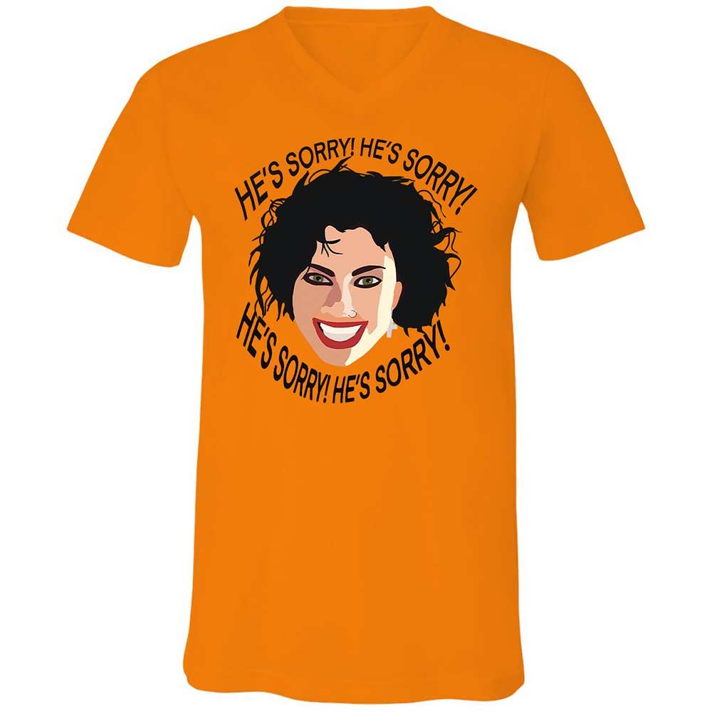 Unisex V-Neck T-Shirt - YQPNK5FU - Orange - 7