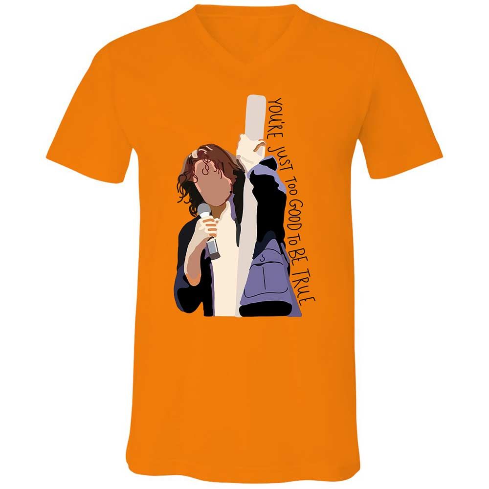 Unisex V-Neck T-Shirt - G9K2V2PQ - Orange - 7