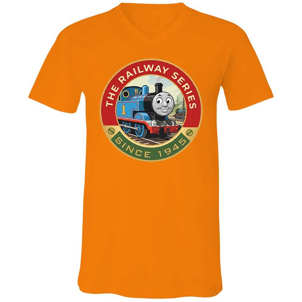 Unisex V-Neck T-Shirt - XJKM4V6F - Orange - 7